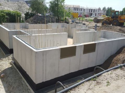 Kelderafdichting buitenzijde tijdens de ruwbouwfase van nieuwbouw